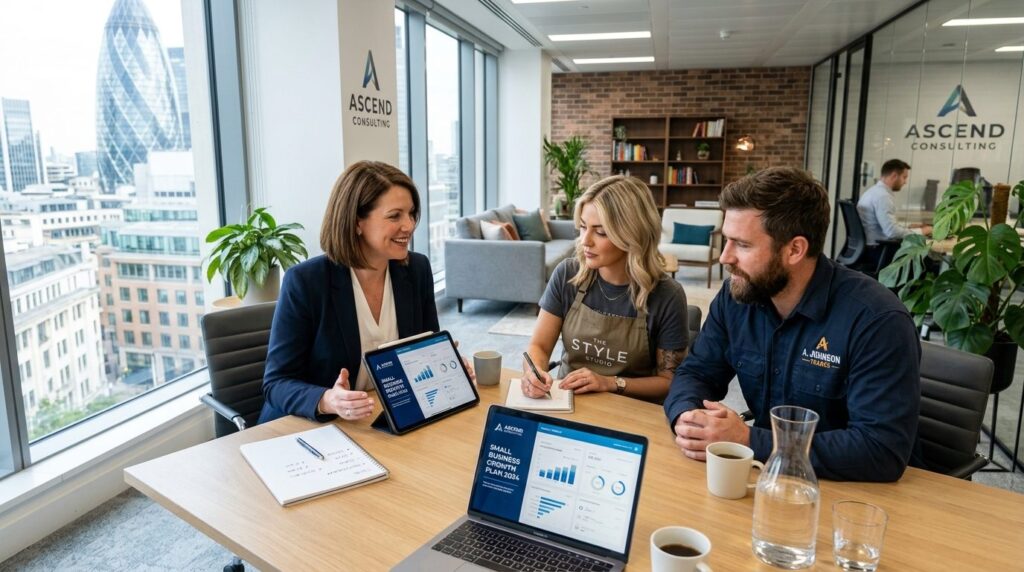 Wide angle photorealistic image of a marketing consultant me