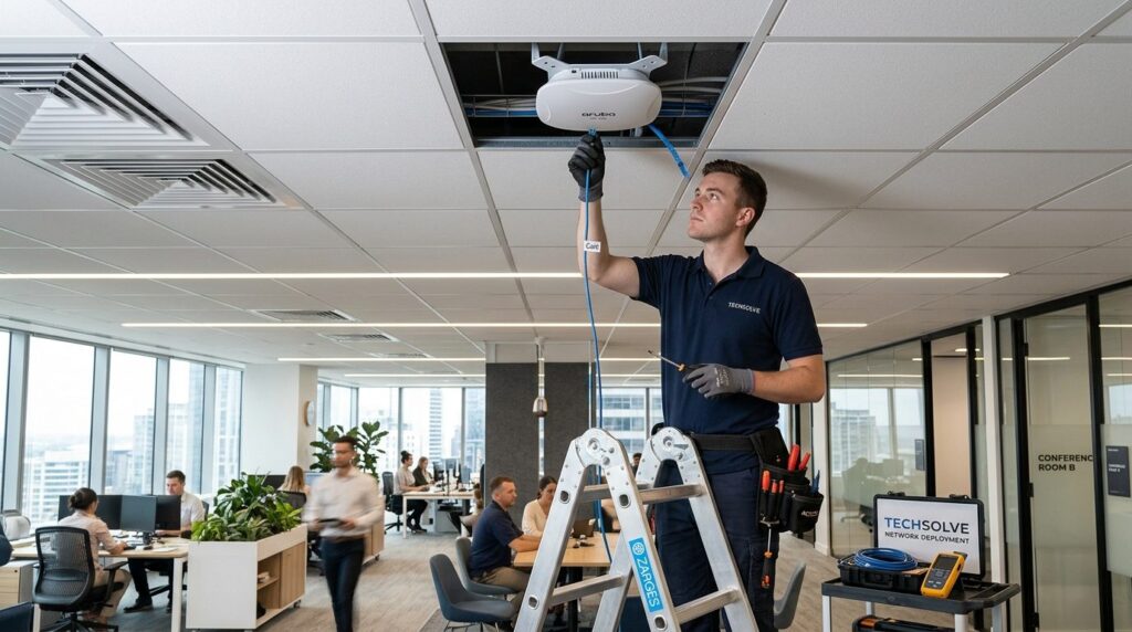 Wireless network access point installation in contemporary o