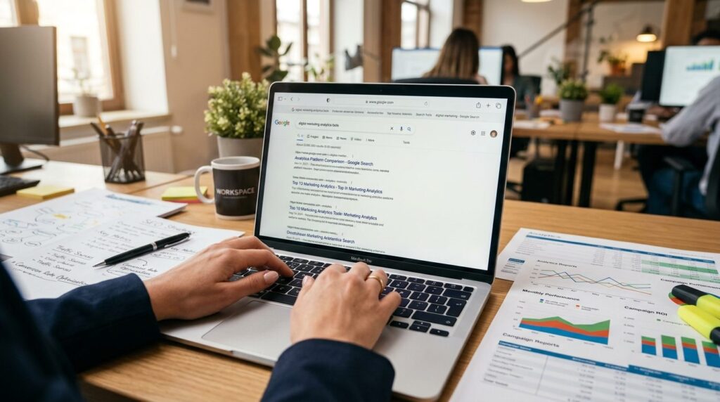 Close-up of business professionals hands working on laptop