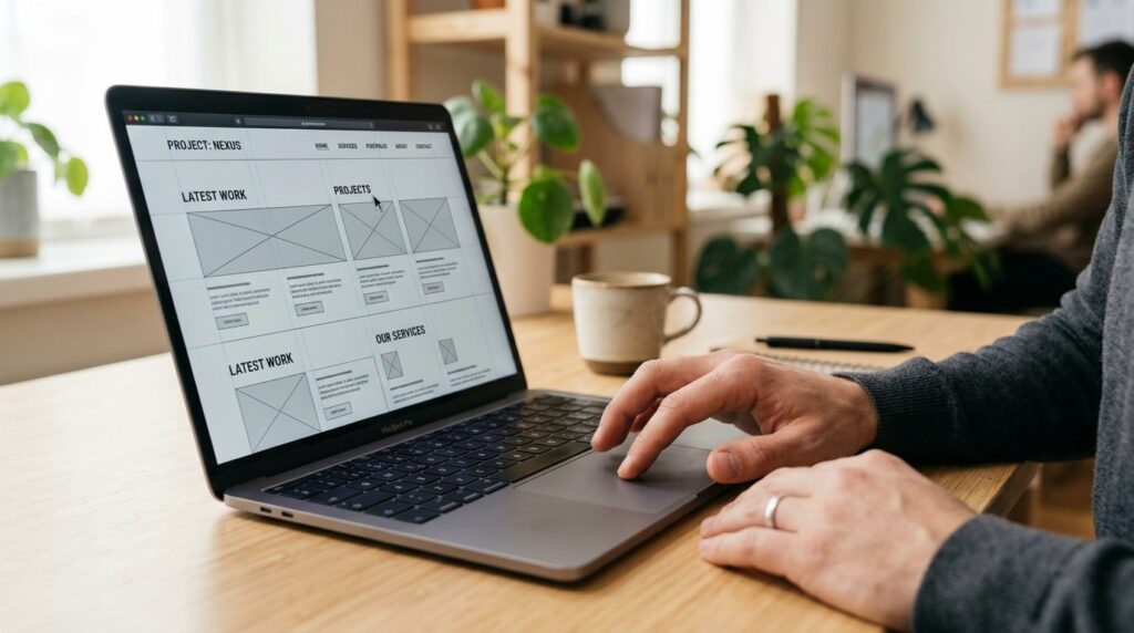 Close-up of a professional designers hands working on a lap
