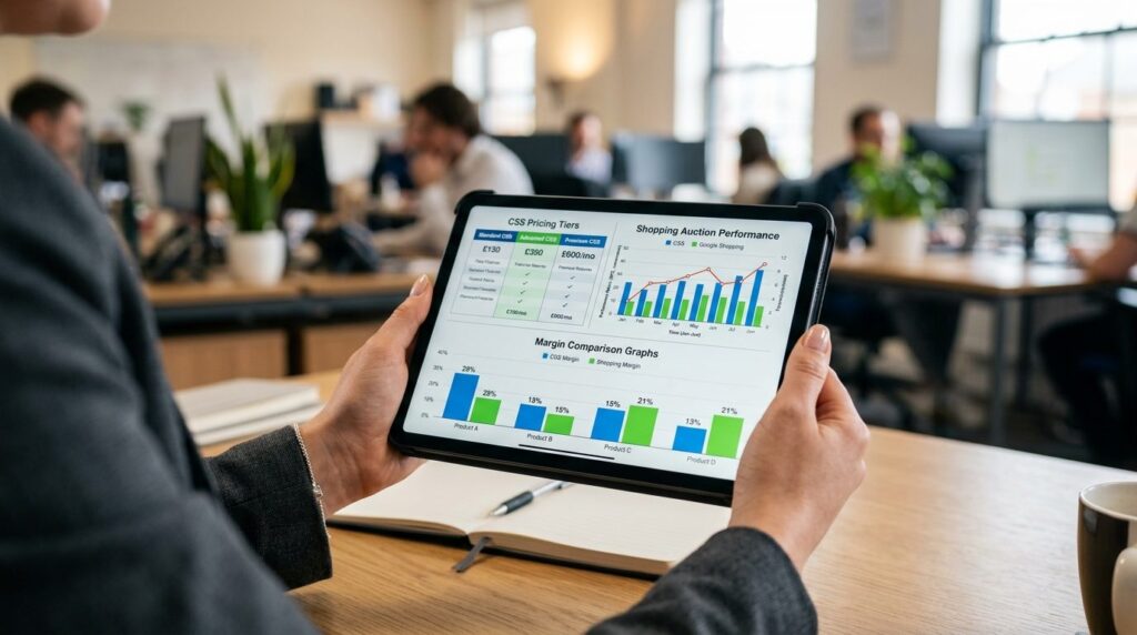 Close-up of a digital marketing agency employees hands hold